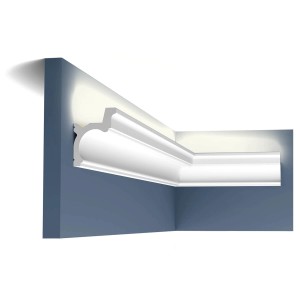 Weiße ORAC DECOR C328 Eckleiste für indirekte Beleuchtung, 2 m lang.