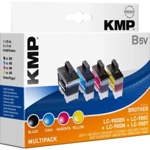 KMP Tintenpatronen Vorteilspack B5V für Brother Drucker, Set mit 4 Farben.