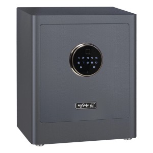Grauer mySafe Premium Möbeltresor mit Fingerprint und Zahlencode.