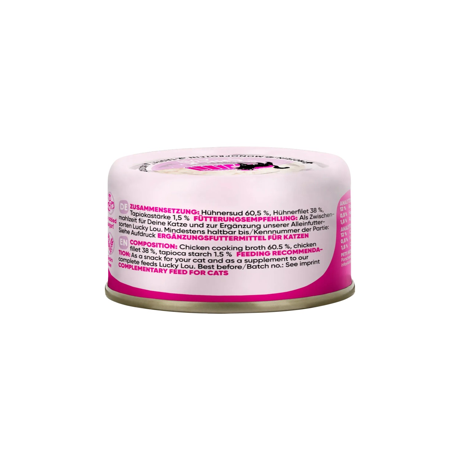 Lucky Lou Katzen-Nassfutter Hühnerfilet in Jelly, 70g Dose.