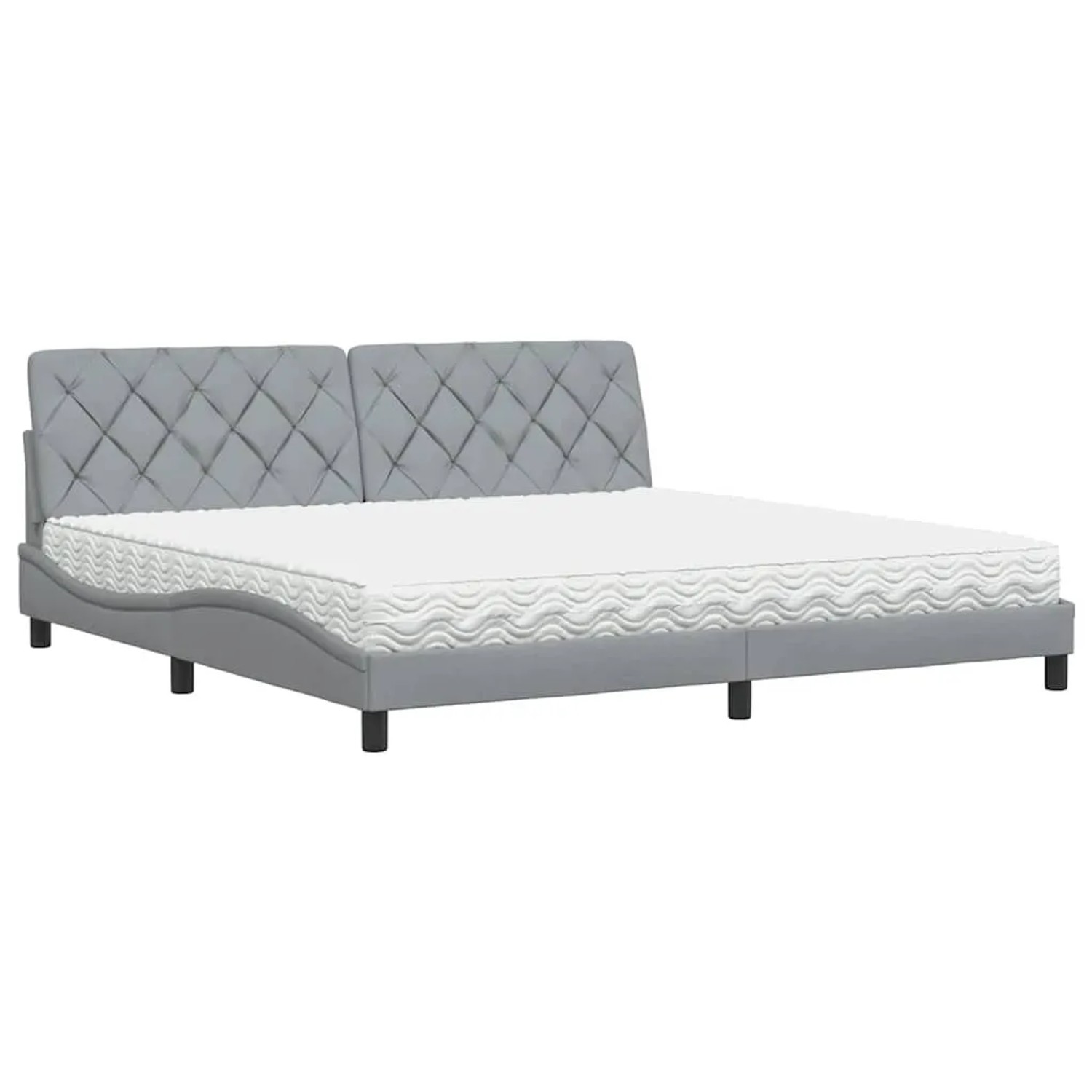 vidaXL Bett mit Matratze Hellgrau 200x200 cm Stoff 3310762
