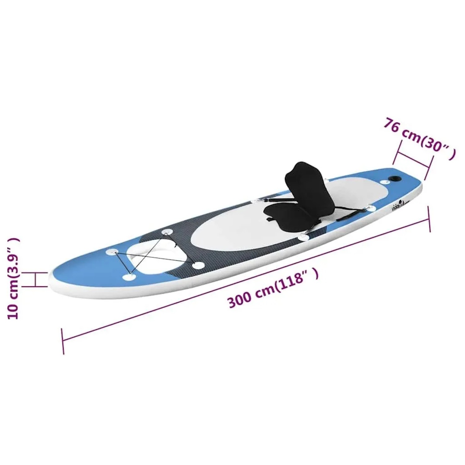 vidaXL SUP-Board-Set Aufblasbar Blau 300x76x10 cm 93381_12