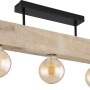 Globo Deckenleuchte Adalaie, 3-flammig, aus Holz und schwarzem Metall.
