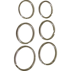 Keymax Schlüsselringe, 6er-Pack, silberfarben, in drei Größen für Türschlösser und Schlüsselorganisation.