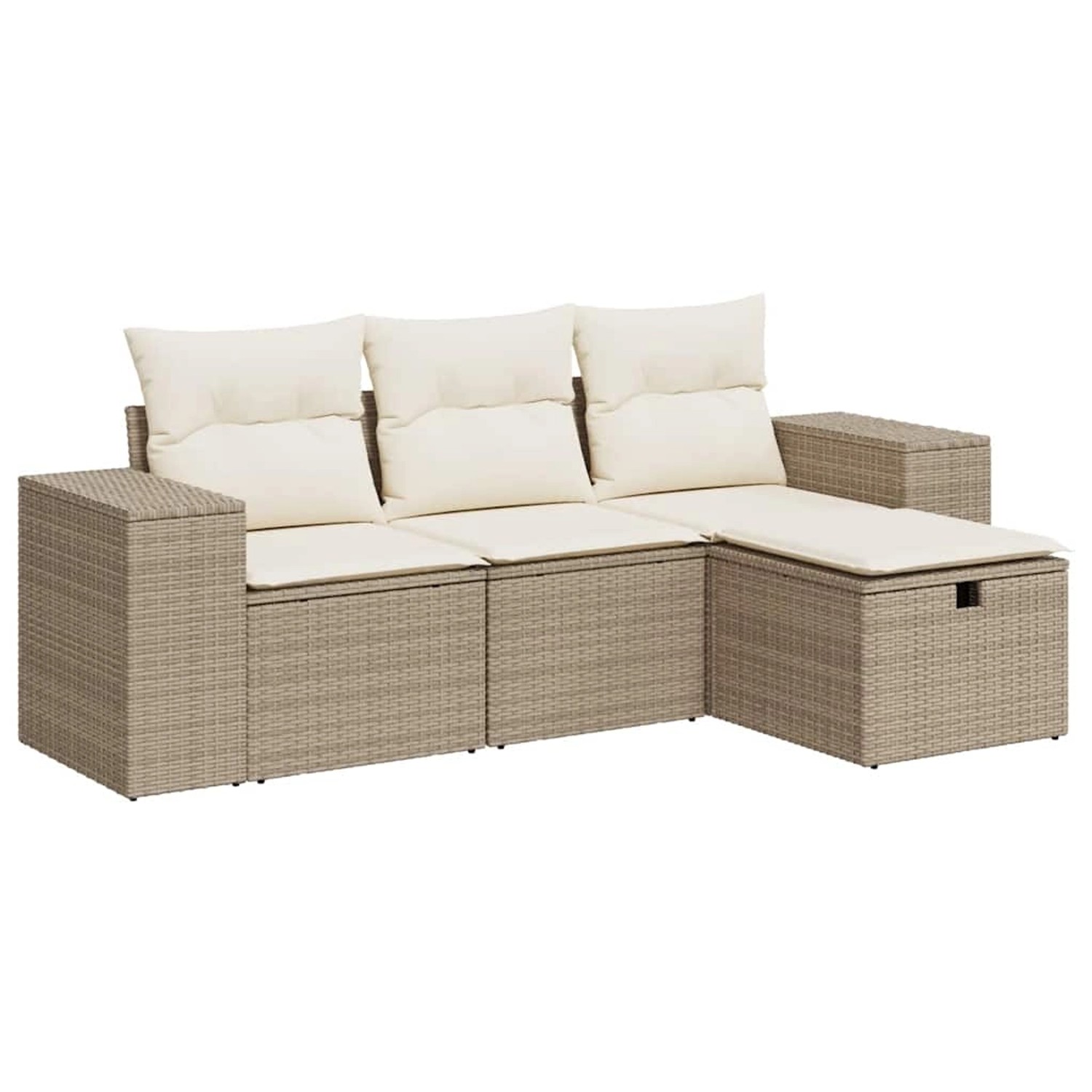 vidaXL 4-Tlg Garten-Sofagarnitur mit Kissen Beige Poly Rattan 3325654 günstig online kaufen
