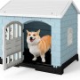 Costway Wetterfestes Hundehaus Blau 75 x 57 x 68 cm_2