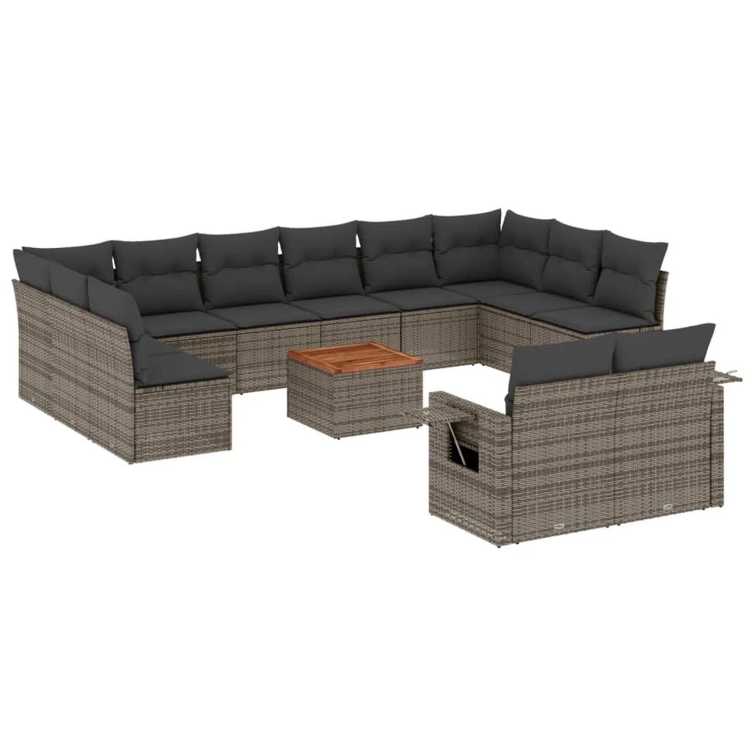 vidaXL 13-Tlg Garten-Sofagarnitur mit Kissen Grau Poly Rattan 3257131 günstig online kaufen