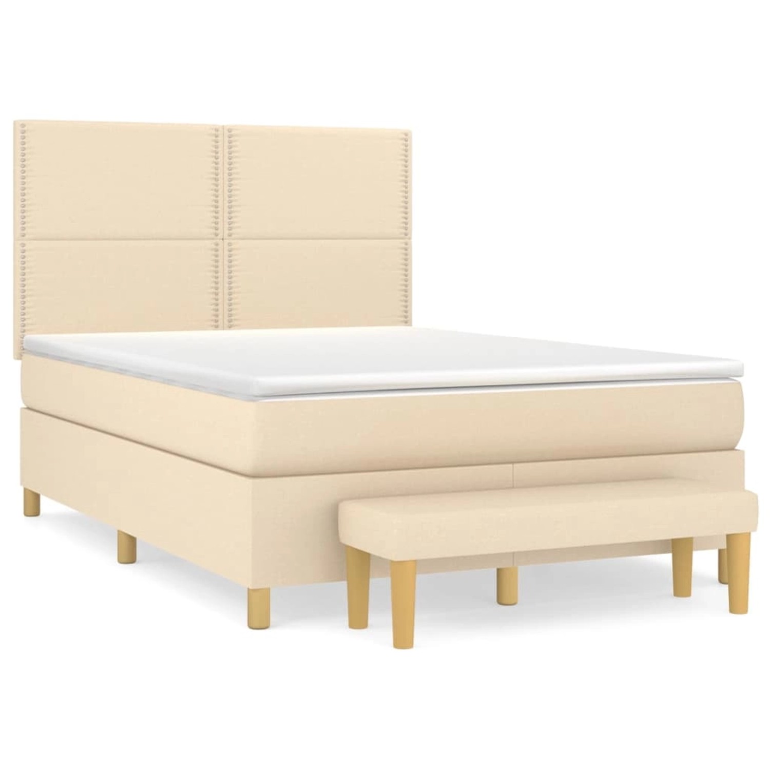 Vidaxl Boxspringbett Mit Matratze Creme 140x200 Cm Stoff günstig online kaufen