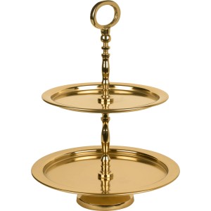 Goldene Etagere Blush Bordeaux, 37 cm hoch, 2-stöckig, ideal zur Dekoration von Zierartikeln.