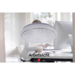 App-steuerbare LED-Deckenleuchte Lolasmart-Jupi Weiß, Ø 35cm, mit Sternenhimmel-Optik.