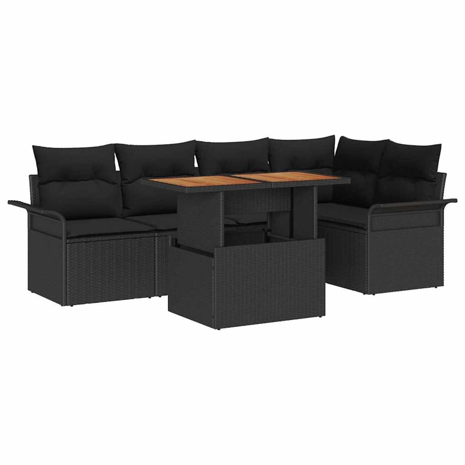 vidaXL Garten-Sofa-Set mit Speicher 6-Tlg Schwarz Poly Rattan 3358074 günstig online kaufen