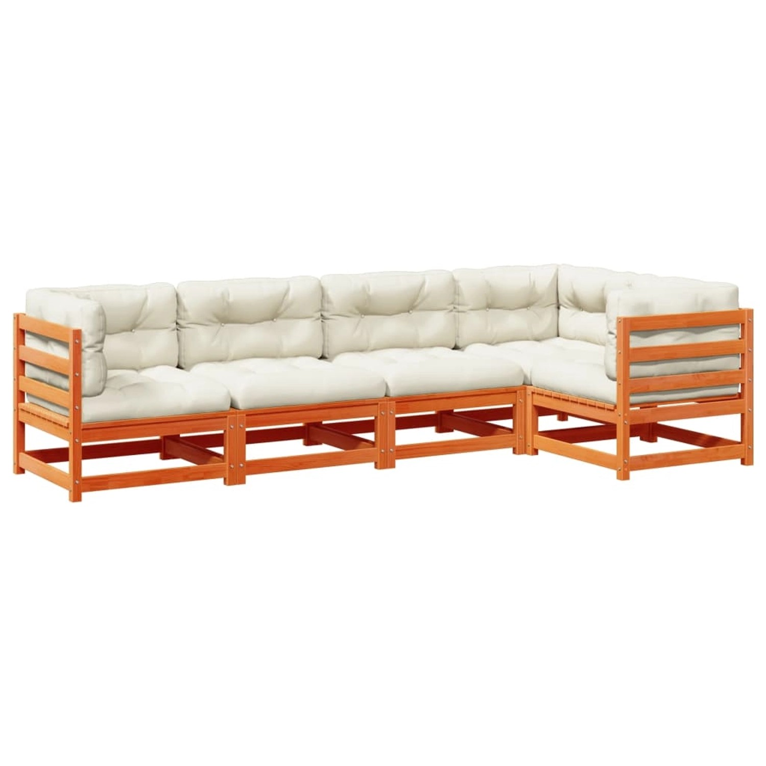 vidaXL 5-Tlg Garten-Sofagarnitur mit Kissen Wachsbraun Kiefernholz 3299435 günstig online kaufen