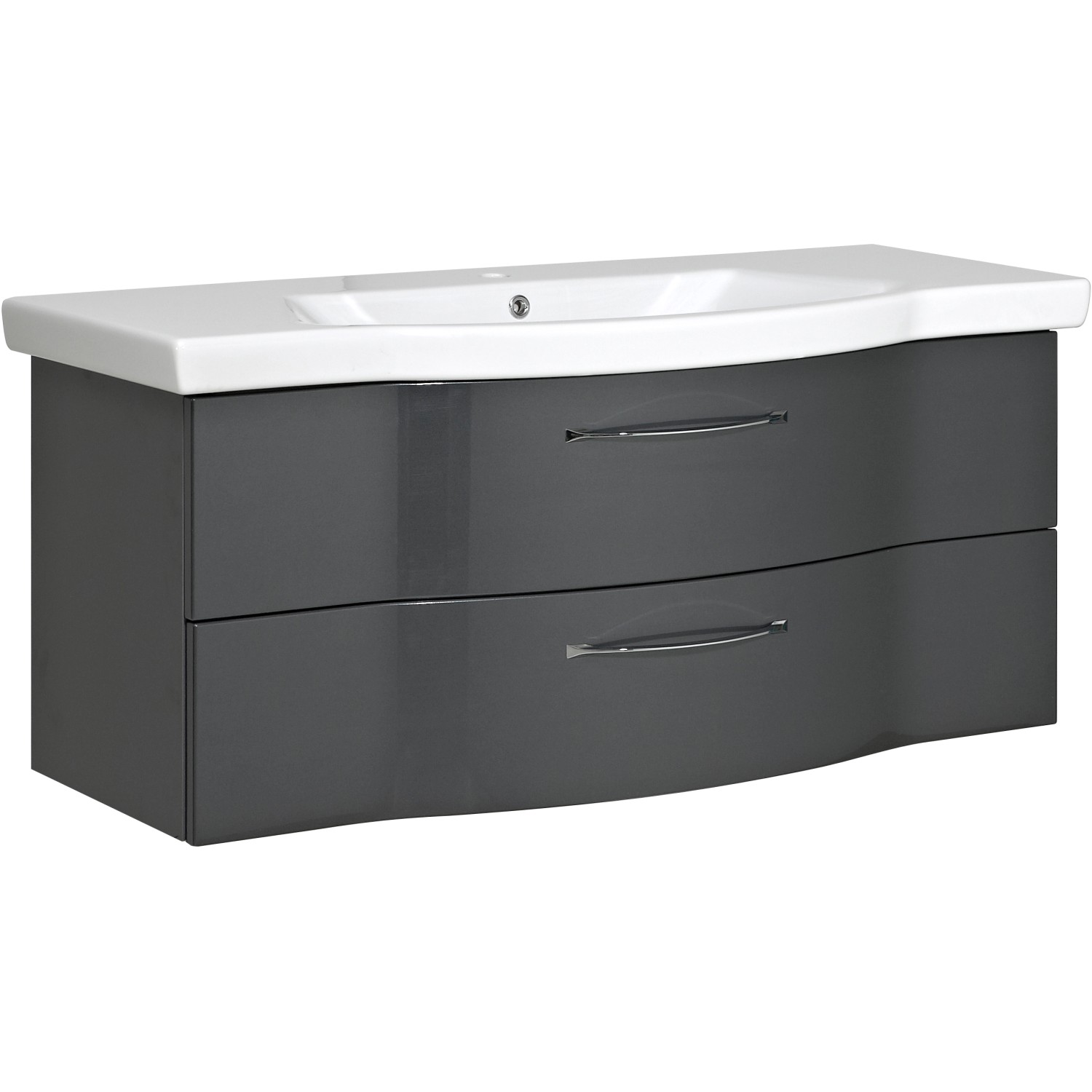 Pelipal Waschbeckenunterschrank 115 cm Quantum 3 Anthrazit Hochglanz