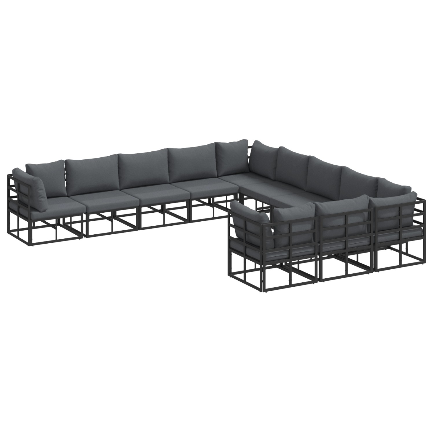 vidaXL Garten-Sofa-Set mit Kissen 11-Tlg Schwarz Aluminium 3378922 günstig online kaufen