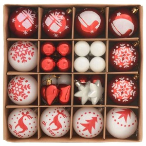 vidaXL Weihnachtskugel-Set, 40-teilig, rot-weiß, mit verschiedenen Designs.