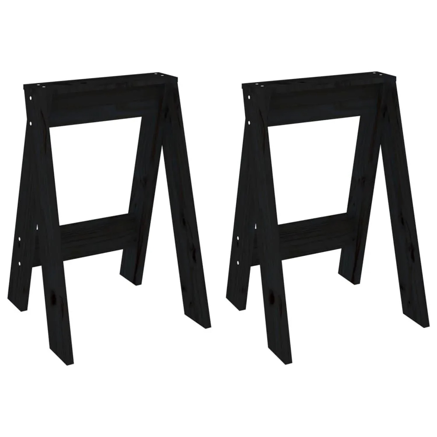 vidaXL Hocker 2 Stk Schwarz 40x40x60 cm Massivholz Kiefer 823668