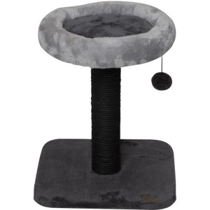 Grauer Ebi Kratzbaum Plum, 40,5 cm hoch, mit Liegefläche, Sisalstamm und Spielball.