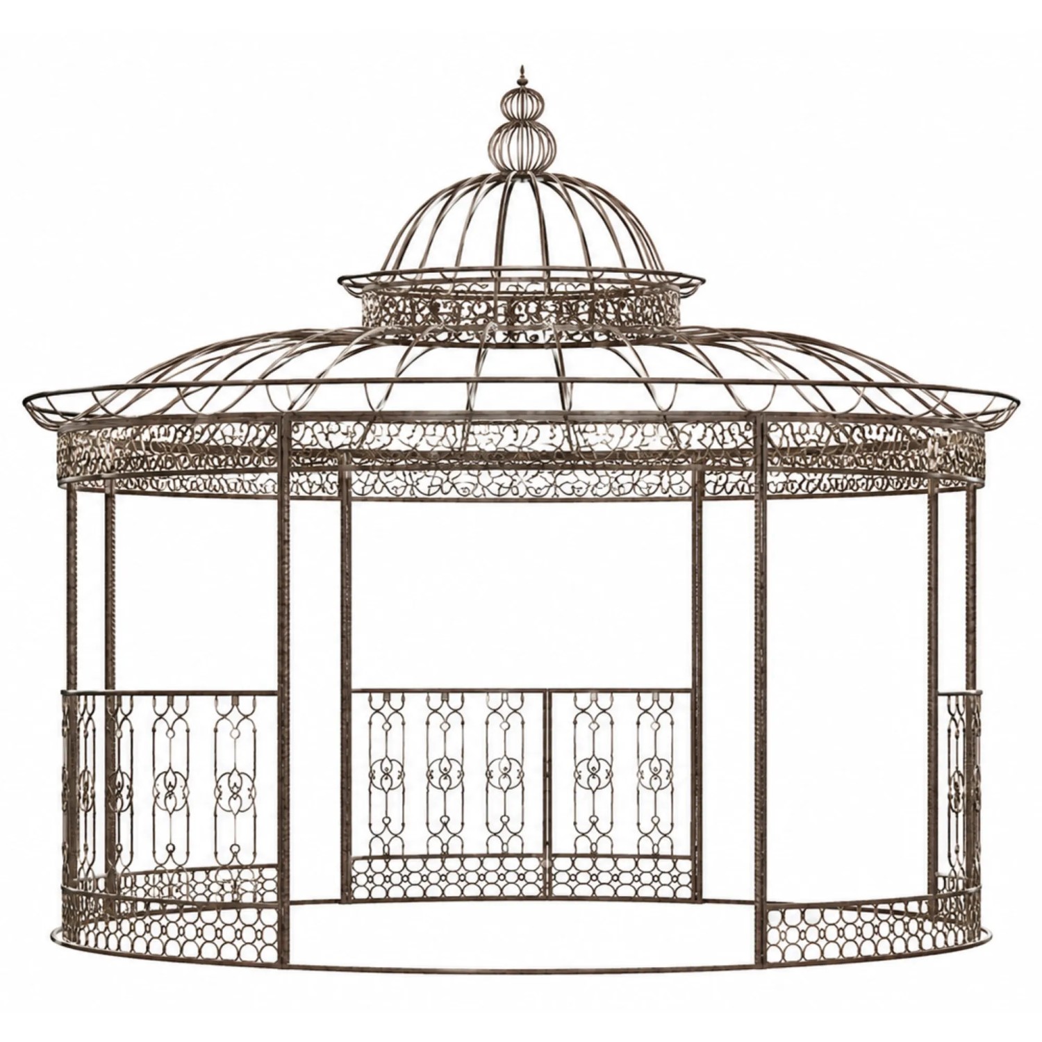 DELUKE Pavillon ELIN Antik Rund 370x370x350cm Metall Bronze Gartenpavillon Romantik Zierpavillon Gartendeko