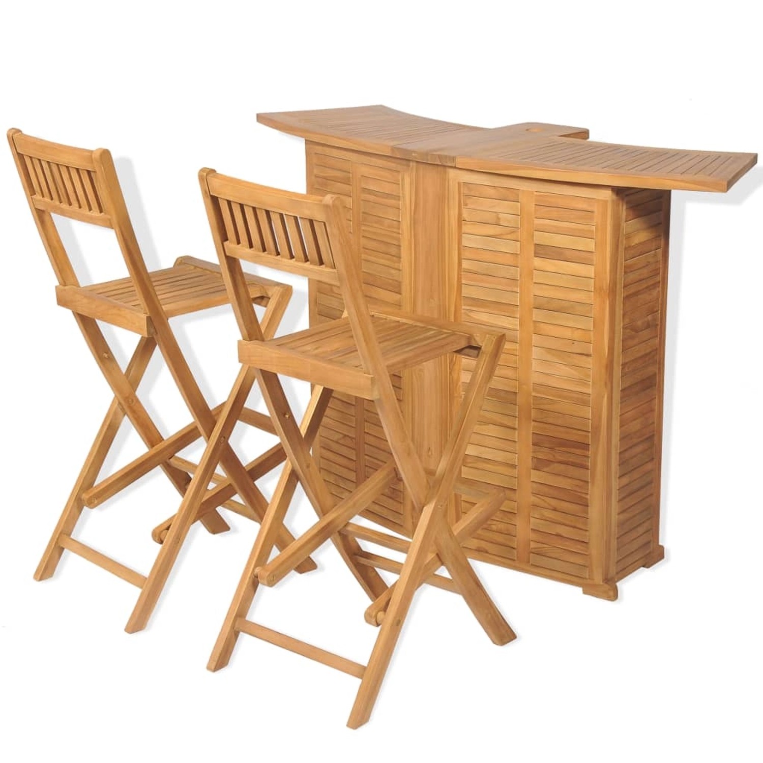 vidaXL 3-Tlg Bistro-Set mit Klappstühlen Massivholz Teak 43805
