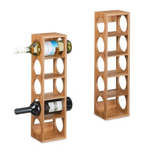 Relaxdays Weinregal Bambus Natur 2er Set 53 cm x 14 cm x 12 cm je 0,9 kg