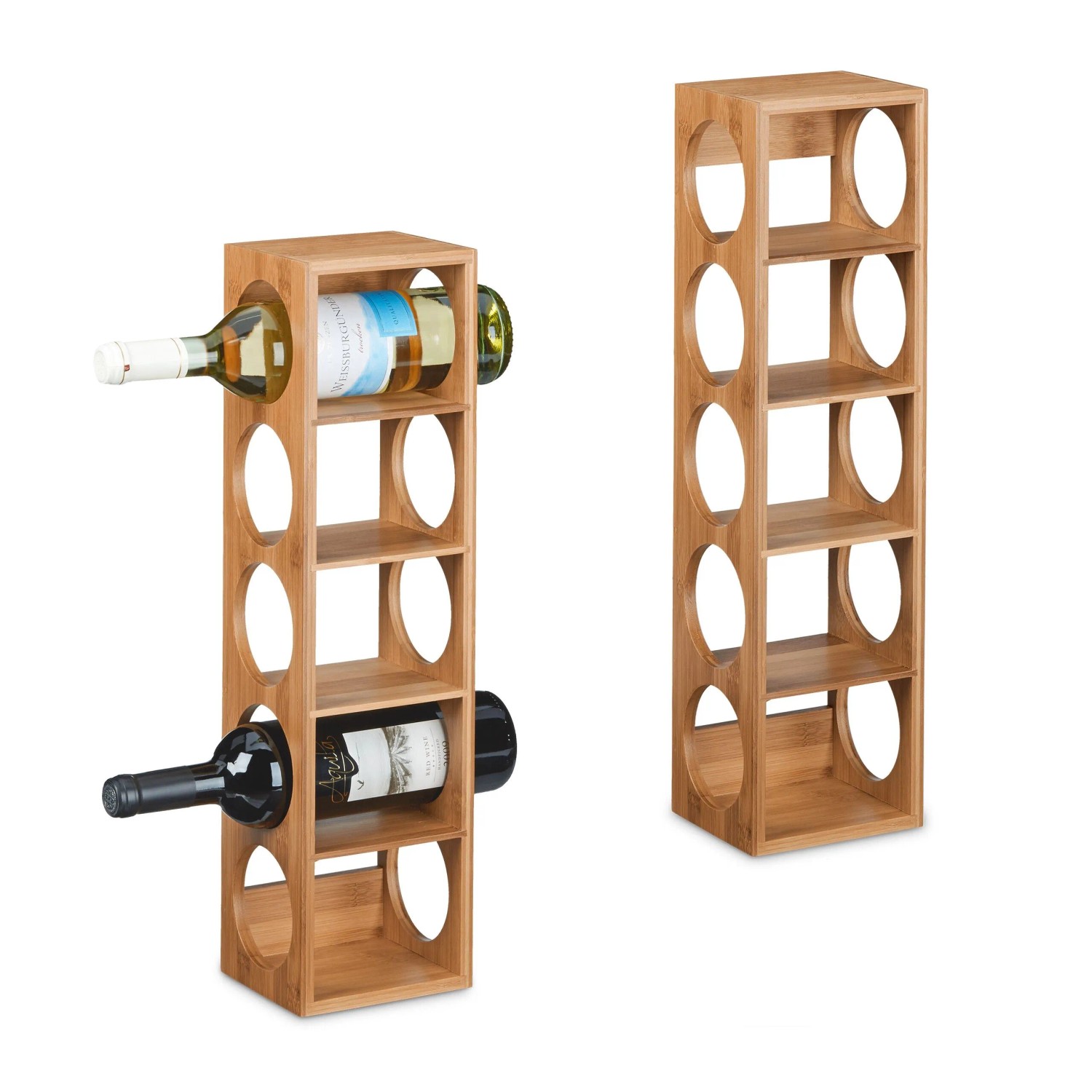 Relaxdays Weinregal Bambus Natur 2er Set 53 cm x 14 cm x 12 cm je 0,9 kg
