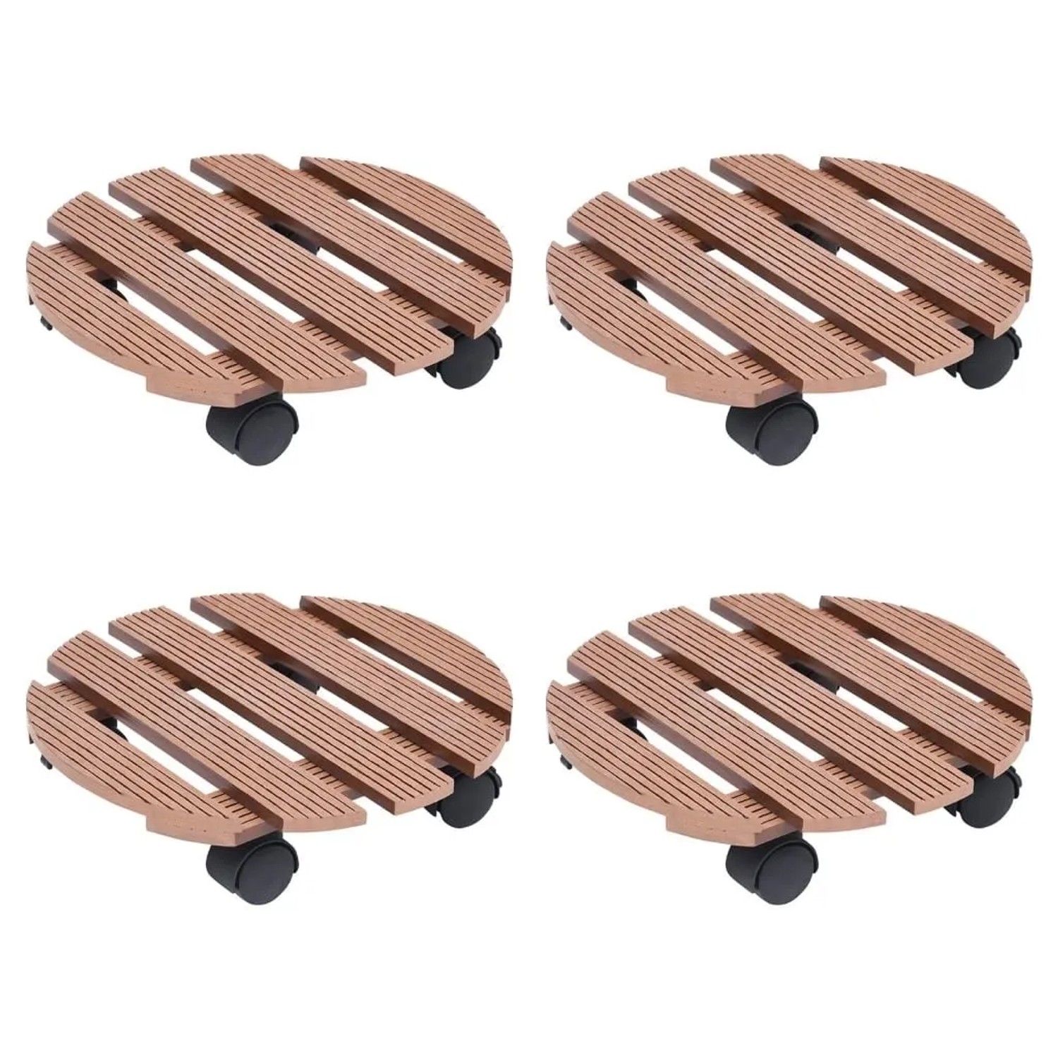 vidaXL Pflanzenroller 4 Stk Braun Ø30x7,5 cm WPC 3143925
