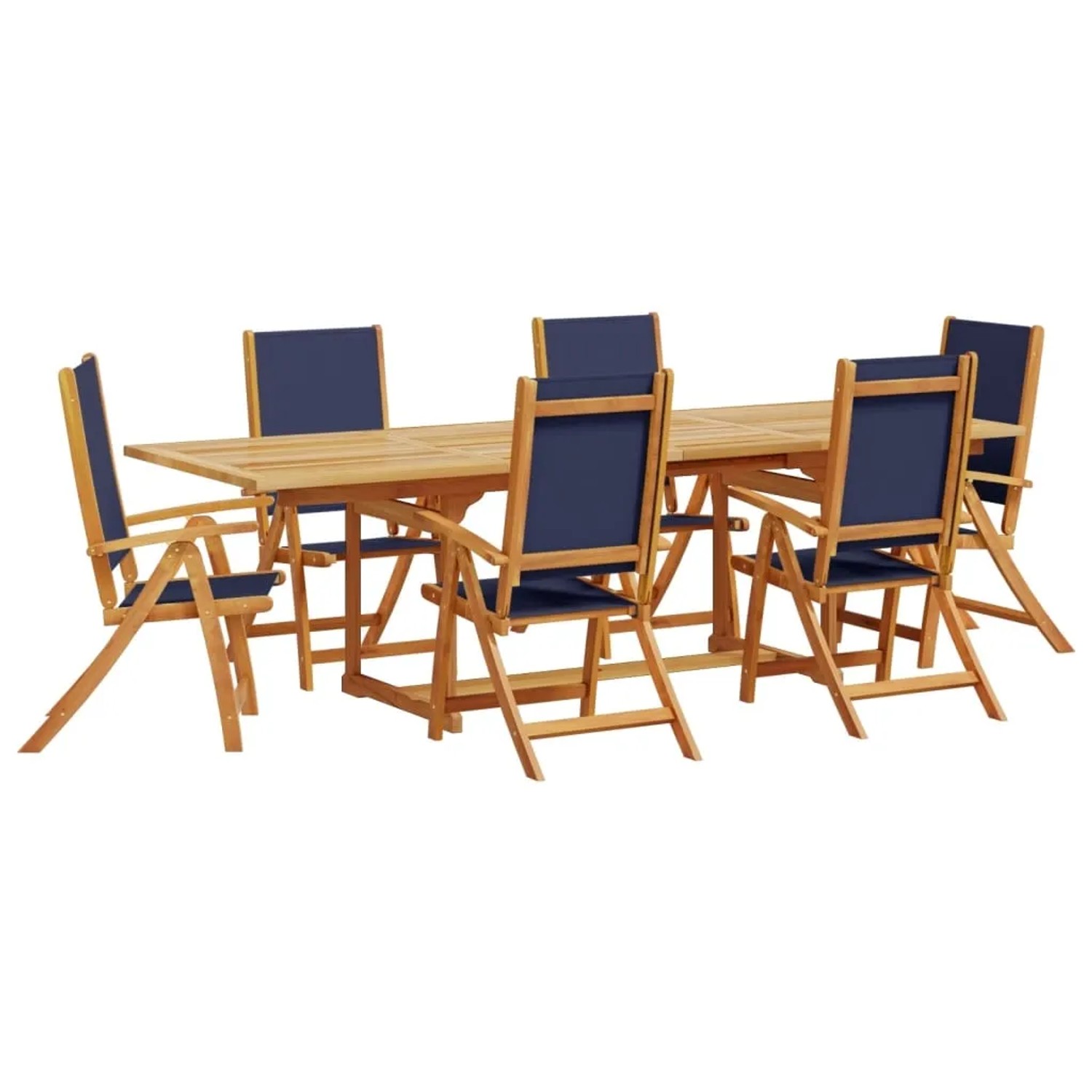 vidaXL 7-Tlg Garten-Essgruppe Massivholz Akazie und Textilene 3279306
