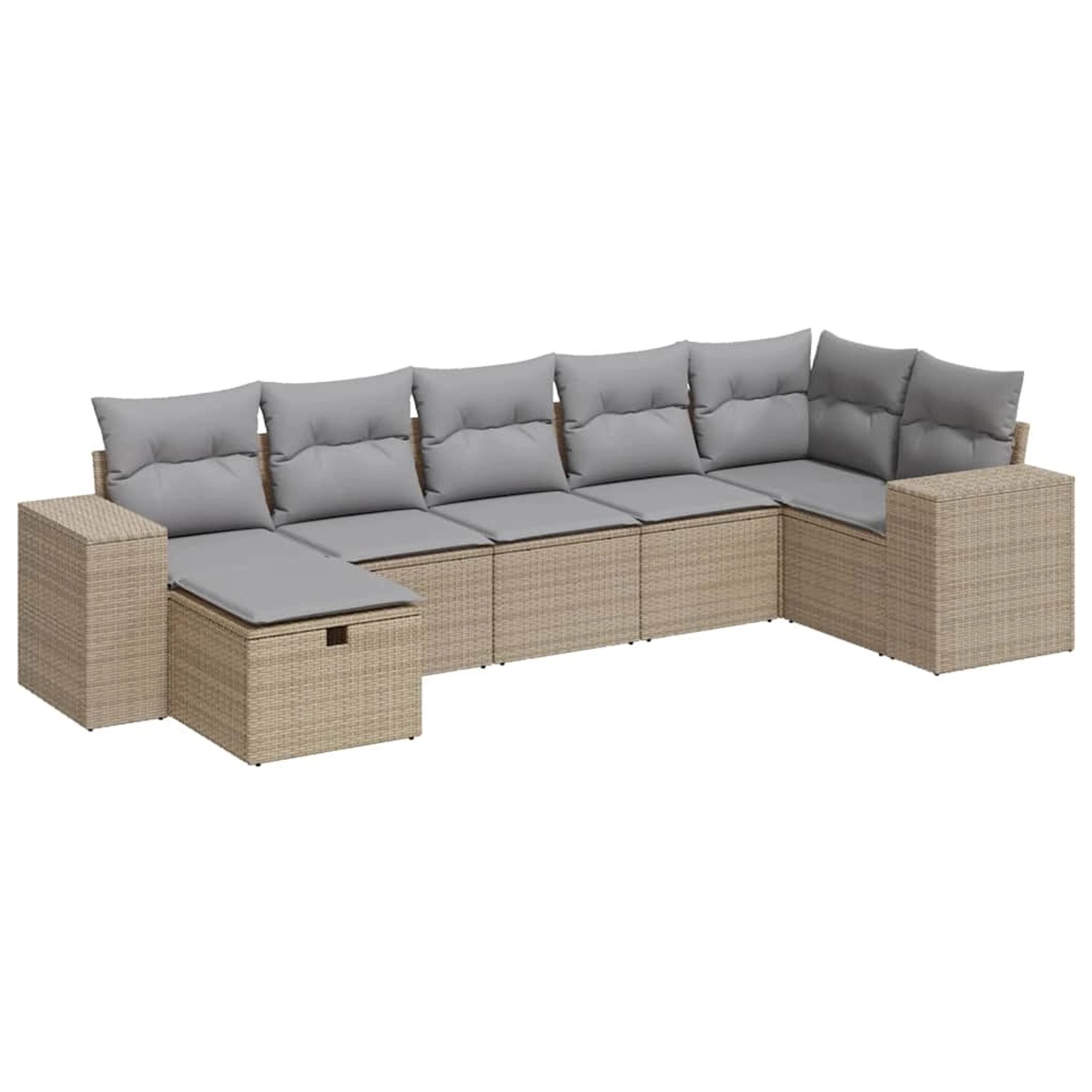 vidaXL 7-Tlg Garten-Sofagarnitur mit Kissen Beige Poly Rattan 3325705 günstig online kaufen