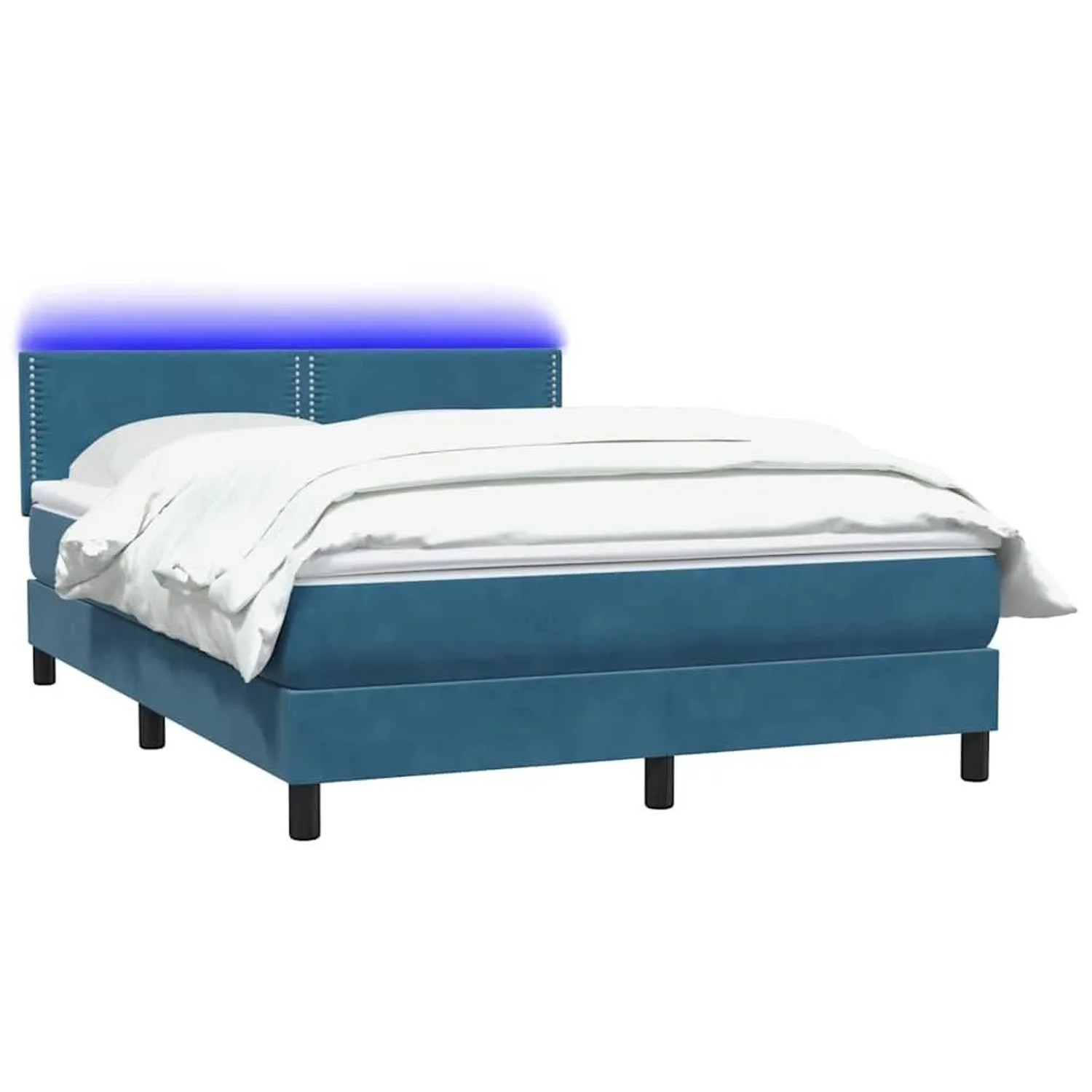 vidaXL Boxspringbett mit Matratze & LED Dunkelblau 160x210 cm Samt 3316795 günstig online kaufen