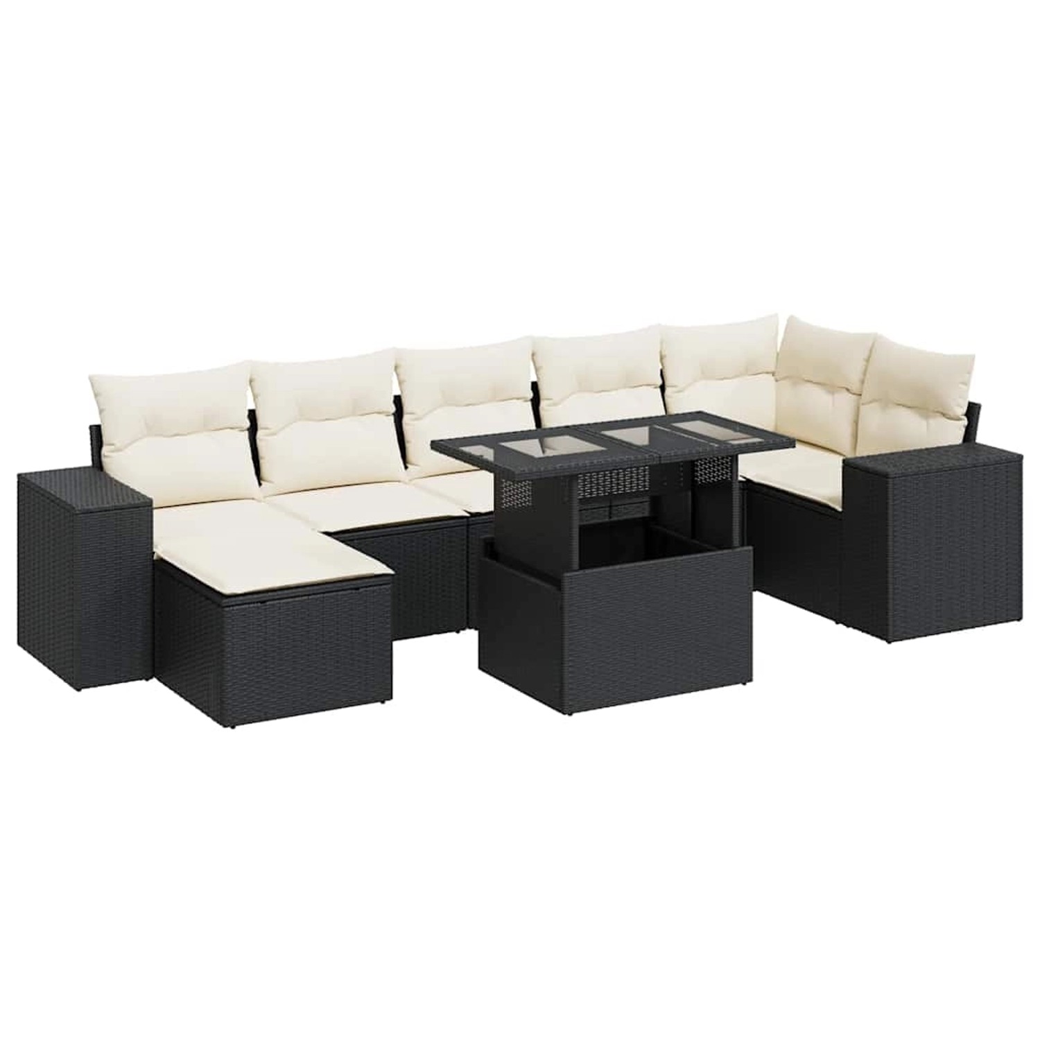 vidaXL 8-Tlg Garten-Sofagarnitur mit Kissen Schwarz Poly Rattan 3326837 günstig online kaufen