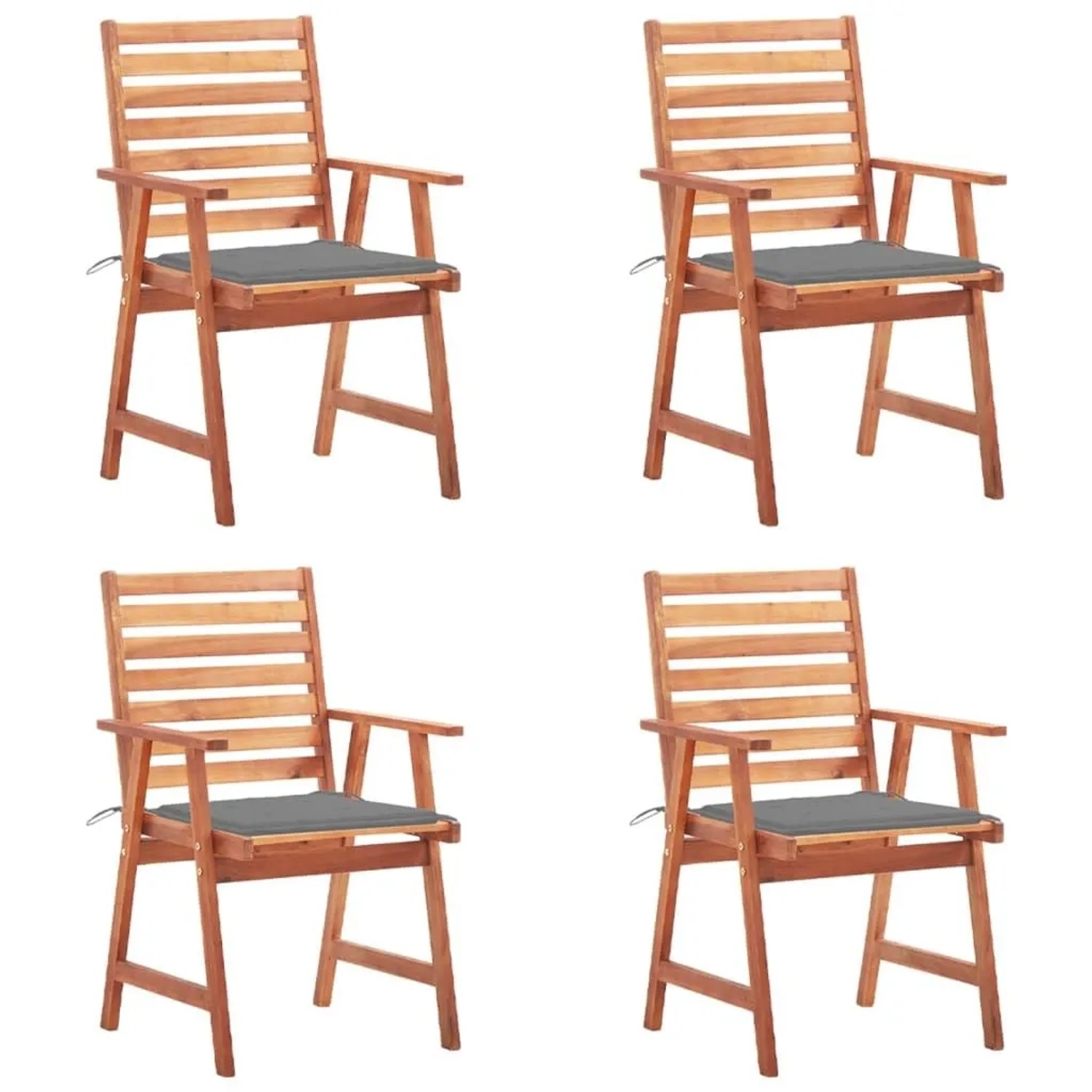vidaXL Garten-Essstühle 4 Stk mit Kissen Massivholz Akazie 3078321