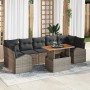 Graues 8-teiliges vidaXL Garten-Sofa-Set aus Polyrattan mit Tisch und Stauraum.