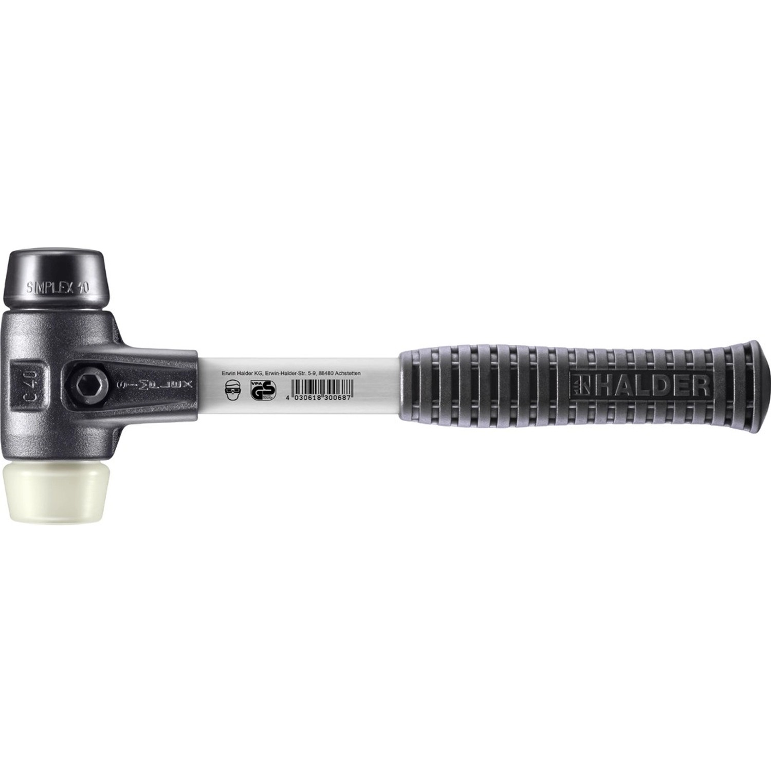 Halder Simplex Schonhammer Ø 40 mm Gummi   Nylon mit Verstärktem Temperguss günstig online kaufen