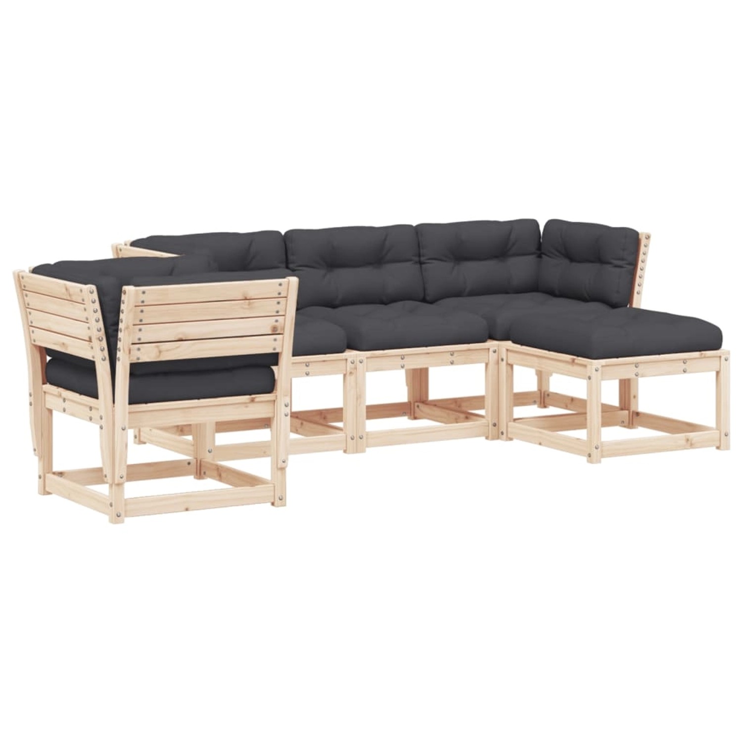 vidaXL 5-tlg Garten-Lounge-Set mit Kissen Massivholz Kiefer Modell 19 günstig online kaufen