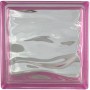 BM Glasstein Aqua Reflex Amethyst, 19x19x8 cm. Klarer Glasbaustein mit pinkfarbenem Rand.