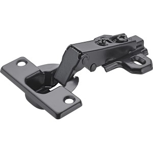 Hettich SlideOn Topfscharnier, schwarz matt, zum Aufschrauben für Möbel.