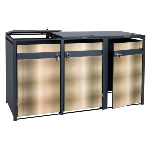 PROREGAL Mülltonnenbox 3er 117x200x80cm Anthrazit Gold