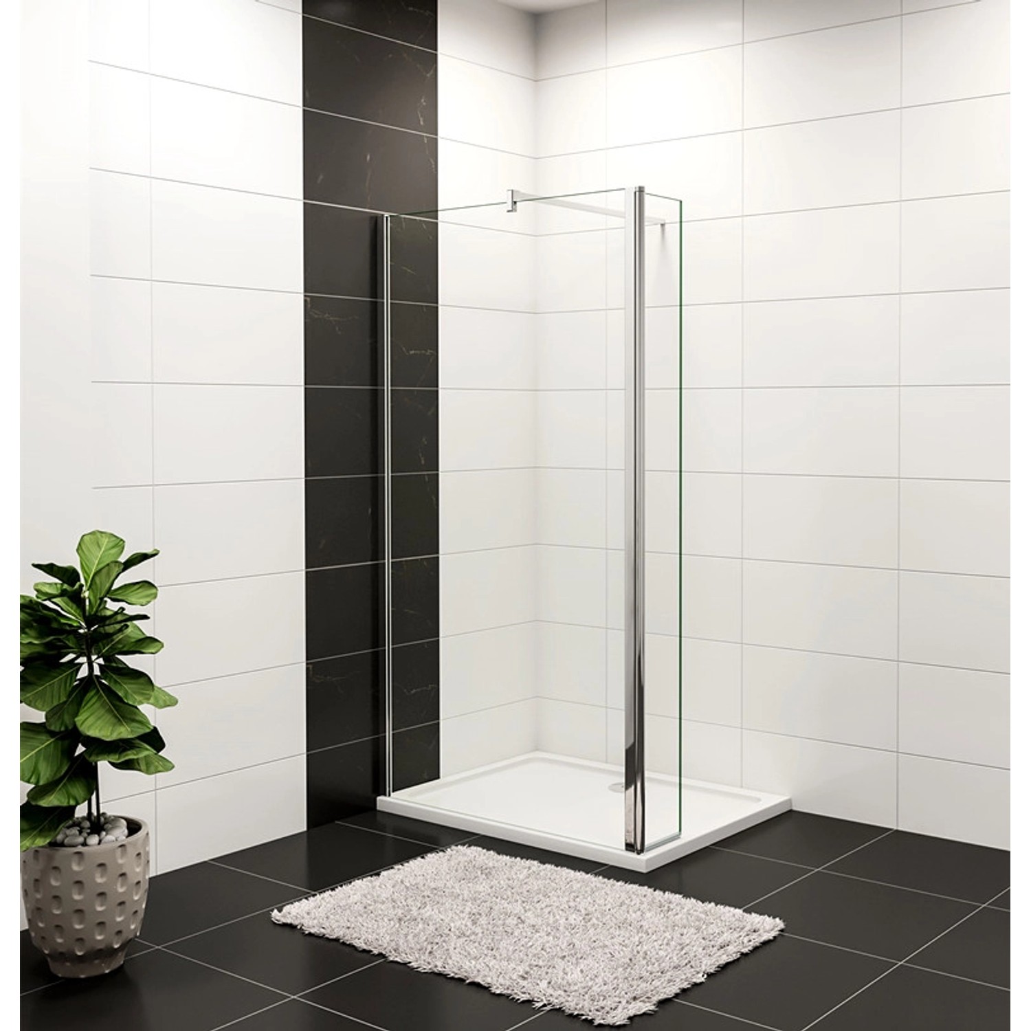 Duschparadies Walk In Dusche 140 x 200cm Mit 40cm Flipper 8mm Nano Glas Sei günstig online kaufen