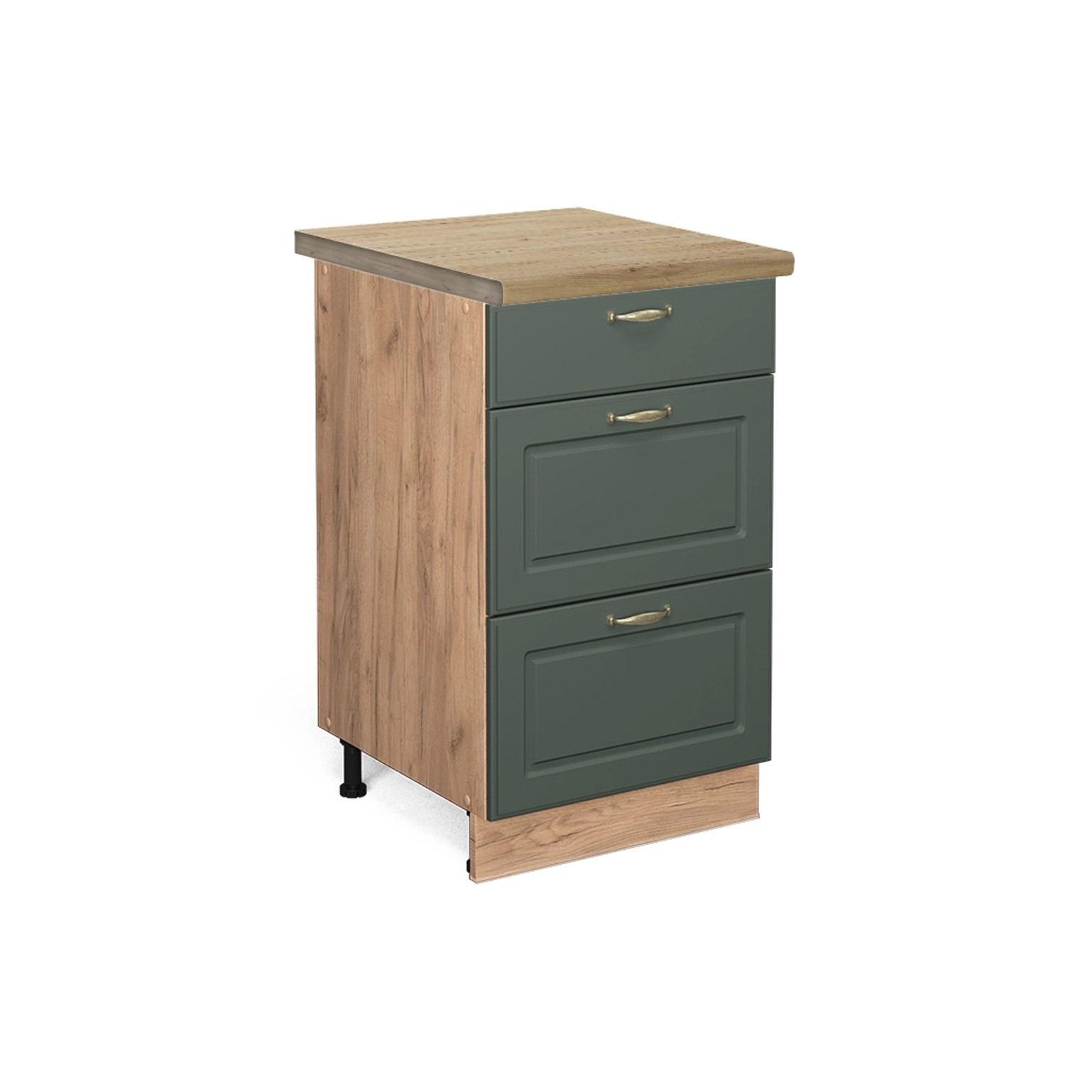 Vicco Küchenunterschrank Fame-Line Grün-Gold Landhaus/Goldkraft Eiche 50 cm AP Eiche