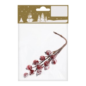 Beschneiter Beerenzweig, 15 cm, rot, für weihnachtliche Dekorationen.