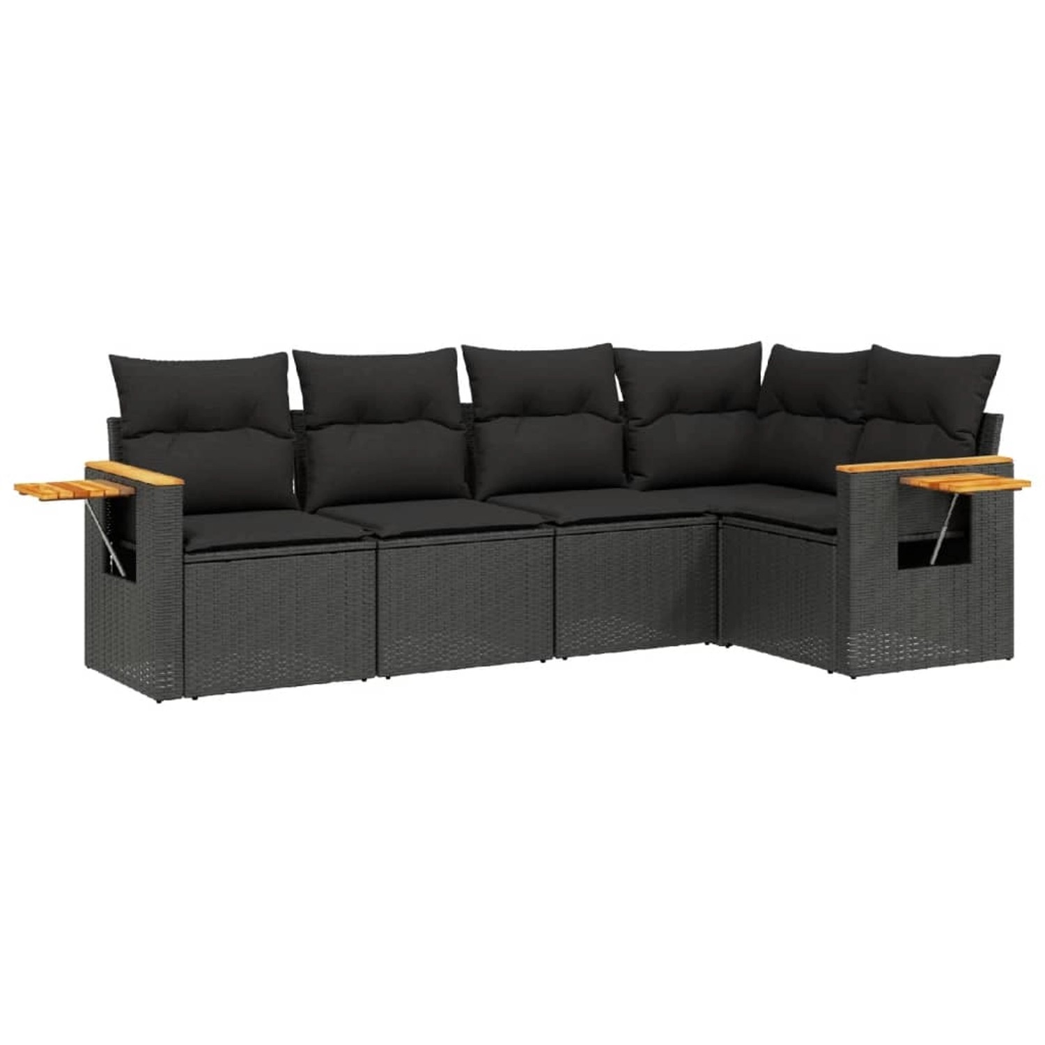 vidaXL 5-Tlg Garten-Sofagarnitur mit Kissen Schwarz Poly Rattan 3226783 günstig online kaufen