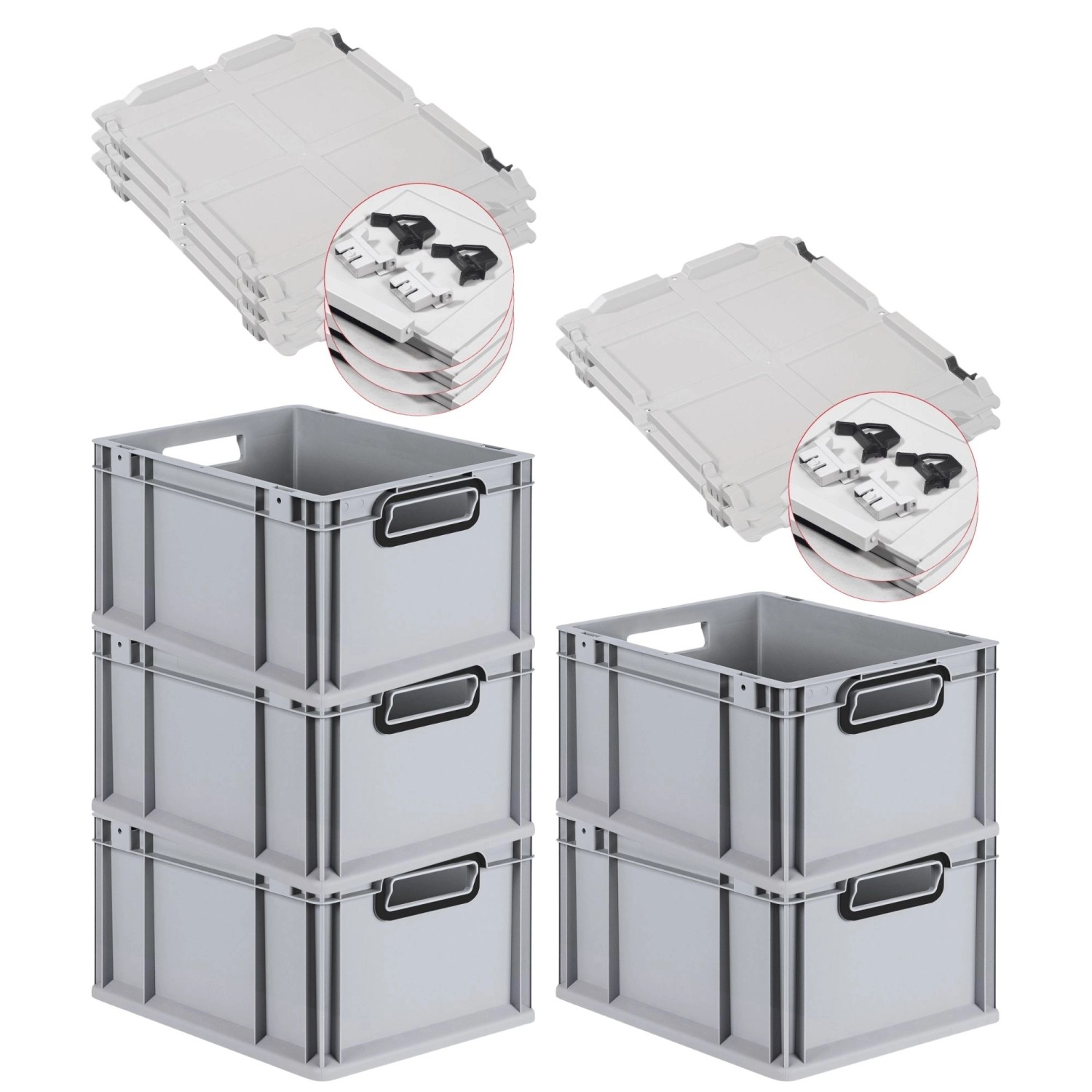 PROREGAL SuperSparSet 5x Eurobox Nextgen Color Mit Scharnierdeckel HxBxT 22 günstig online kaufen