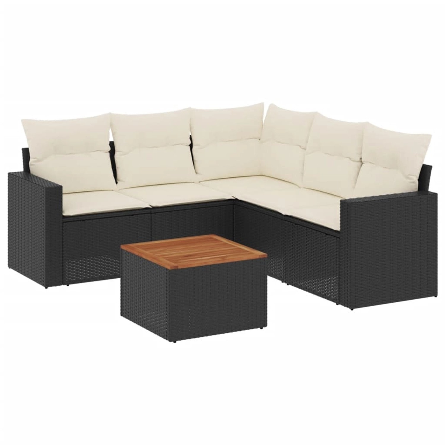 vidaXL 6-Tlg Garten-Sofagarnitur mit Kissen Schwarz Poly Rattan 3256448 günstig online kaufen