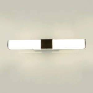 LED Badleuchte, 40cm breit, Chrom/Weiß, IP44, neutralweißes Licht für Spiegelschrank