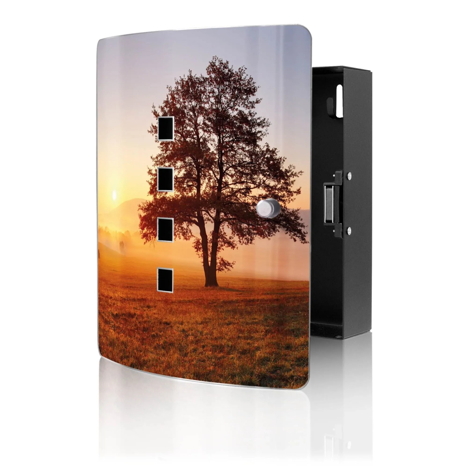 Banjado Design Schlüsselkasten Aus Edelstahl Für 10 Schlüssel 24x21,5x7cm Mit Magnetverschluss Motiv Sonnenaufgang