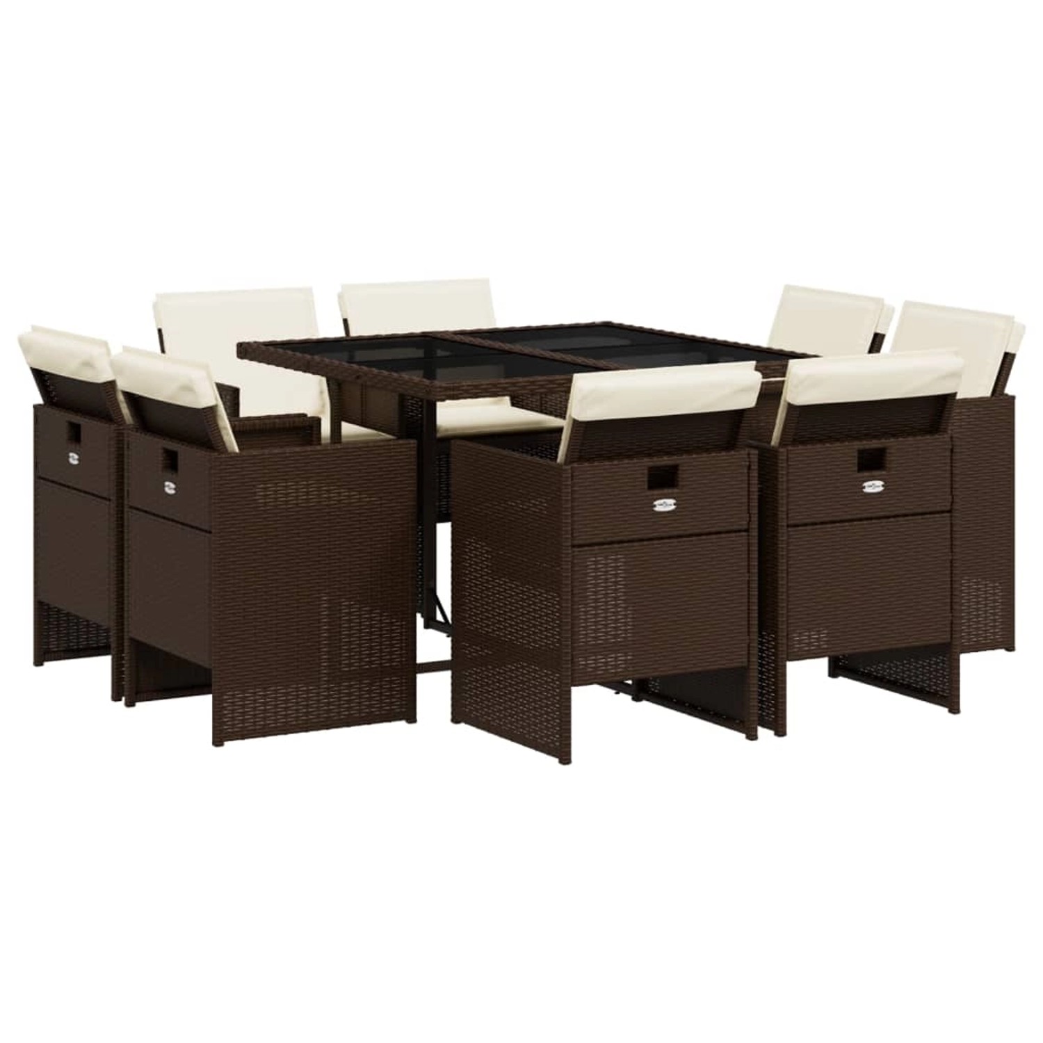 vidaXL 9-Tlg Garten-Essgruppe mit Kissen Braun Poly Rattan 3277784 günstig online kaufen