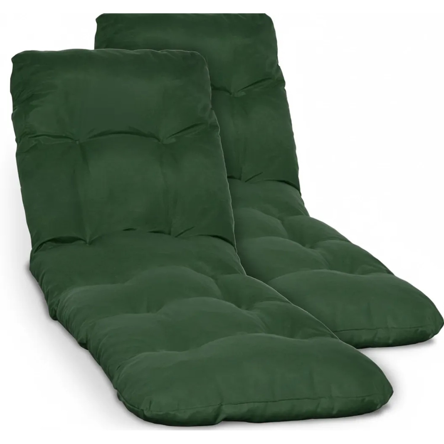 Beautissu 2X Auflage Sonnenliege Deckchair Flair RL 190x60x8 cm Dunkelgrün