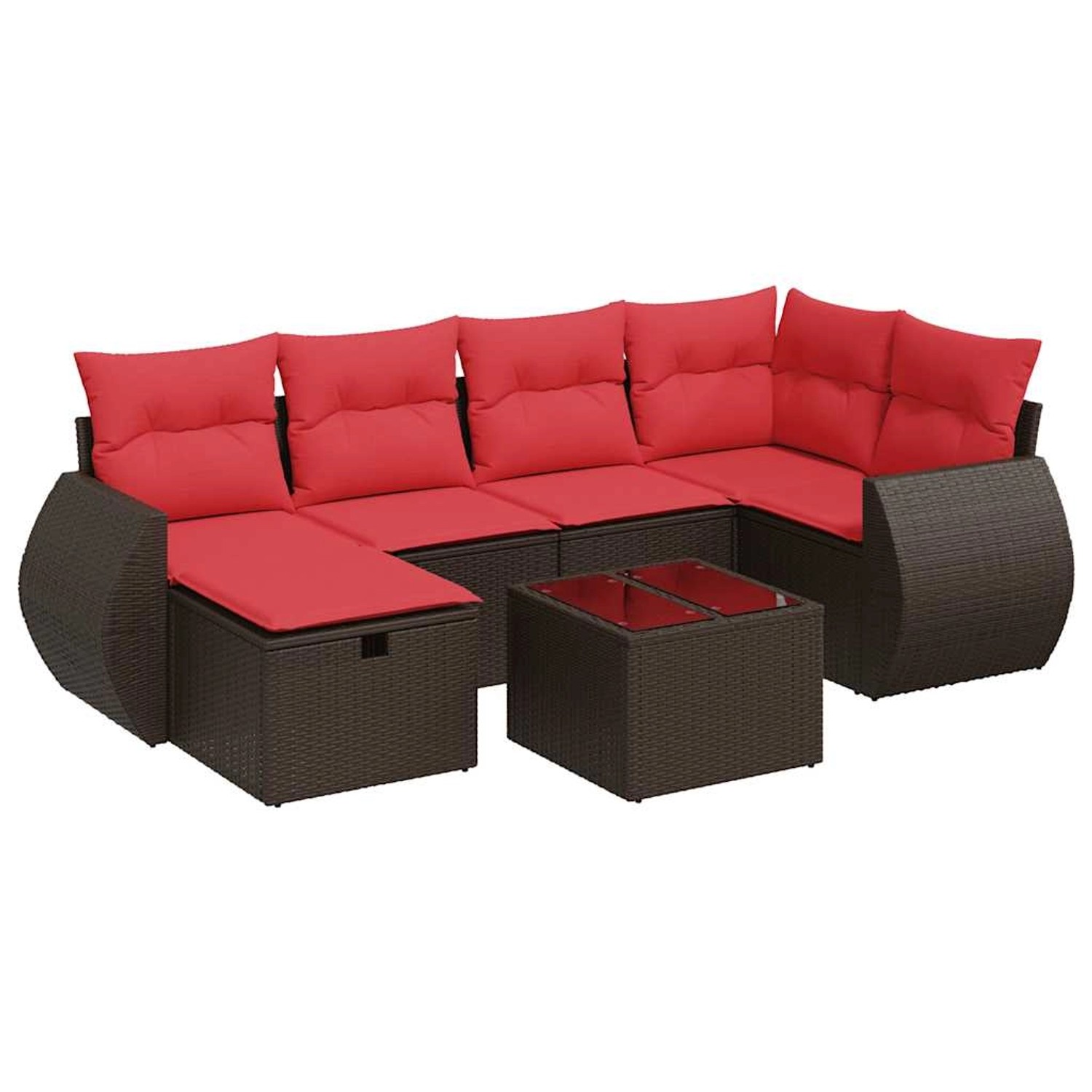 vidaXL 7-Tlg Garten-Sofagarnitur mit Kissen Braun Poly Rattan 3325600 günstig online kaufen