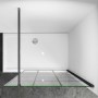 AICA Duschabtrennung mit schwarzem Gittermuster, 100 cm breit, aus 8 mm ESG-Glas.