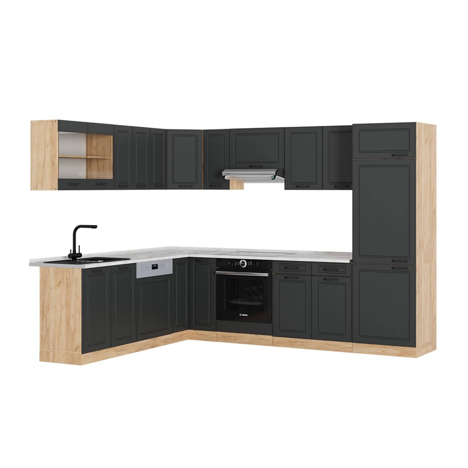 Vicco R-Line Eckküche Anthrazit Landhaus/Goldkraft Eiche 227 x 287 cm AP Ma günstig online kaufen